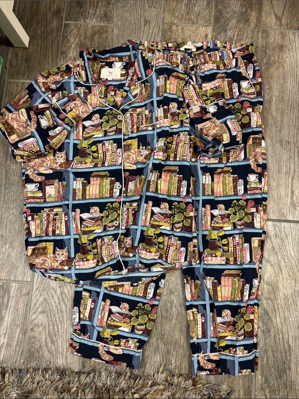 Print Fresh Hidden Library Cat Pajama Set